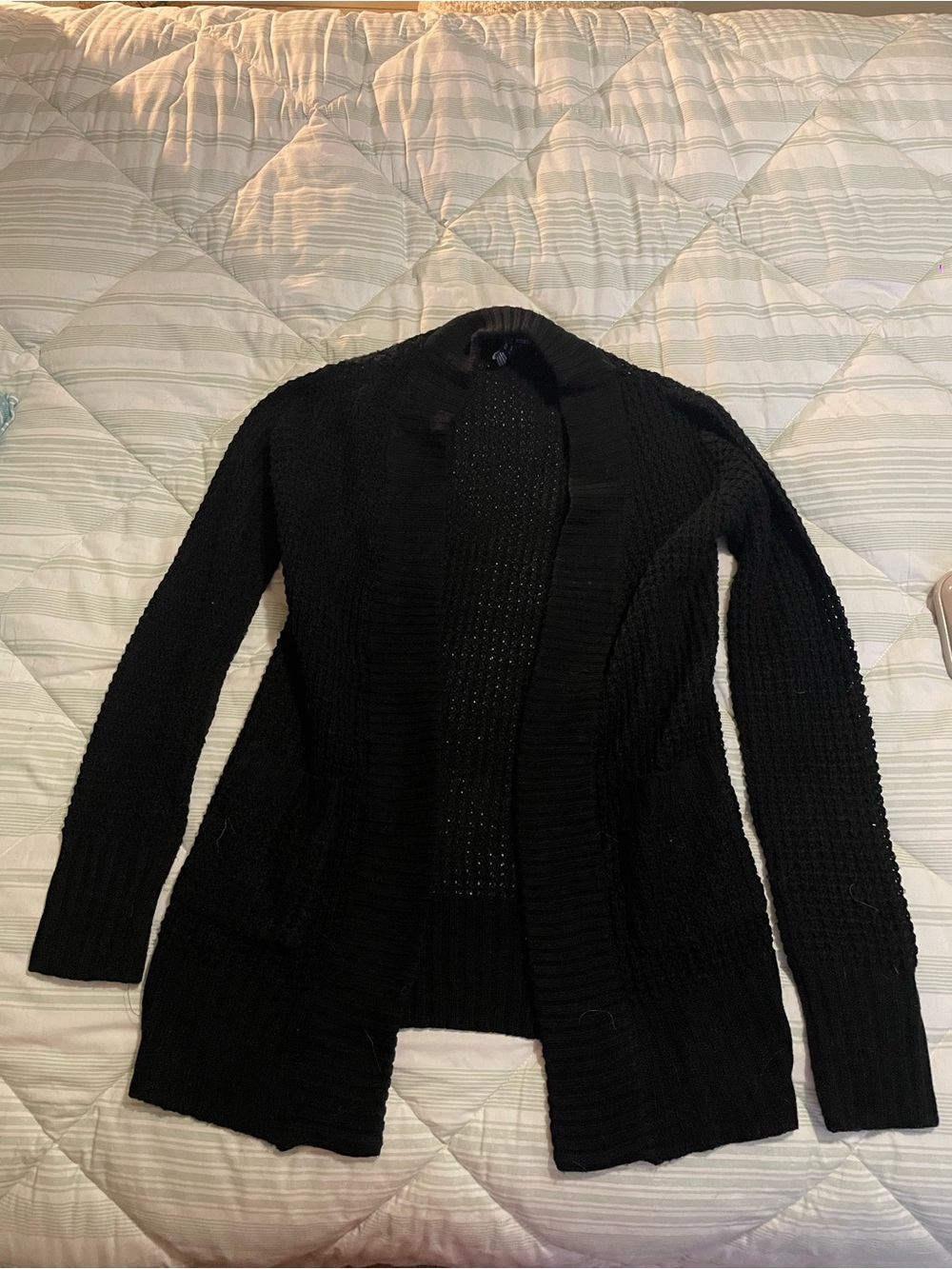 Black Open-Front Women's Sweater Cardigan